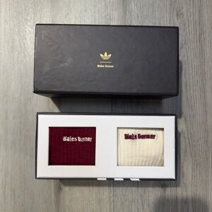 Adidas Mens Wales Bonner 3-Stripes Box Set 2 Socks Size XS Ivory, Red Crochet